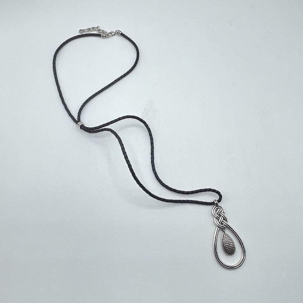 Brighton Black Braided Leather Necklace With Silver Celtic Knot Pendant & Adjust - Picture 2 of 4